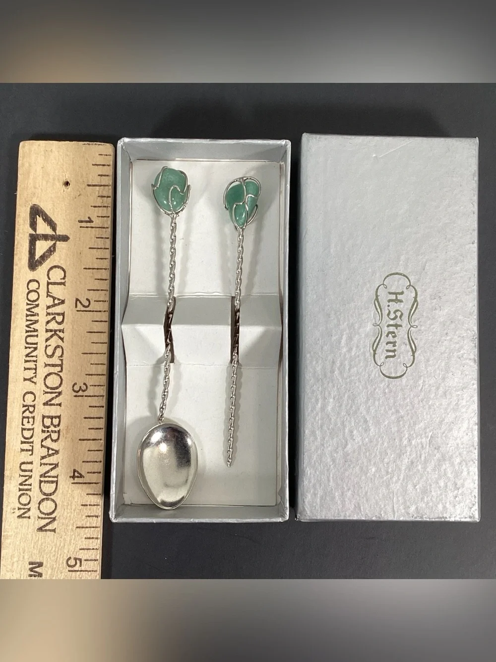 Vintage H. Stern Silver with Semi-Precious Stone Spoon & Olive Pick Bar …